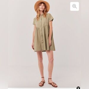 PACT Chambray Shirt Dress XL - Seagrass